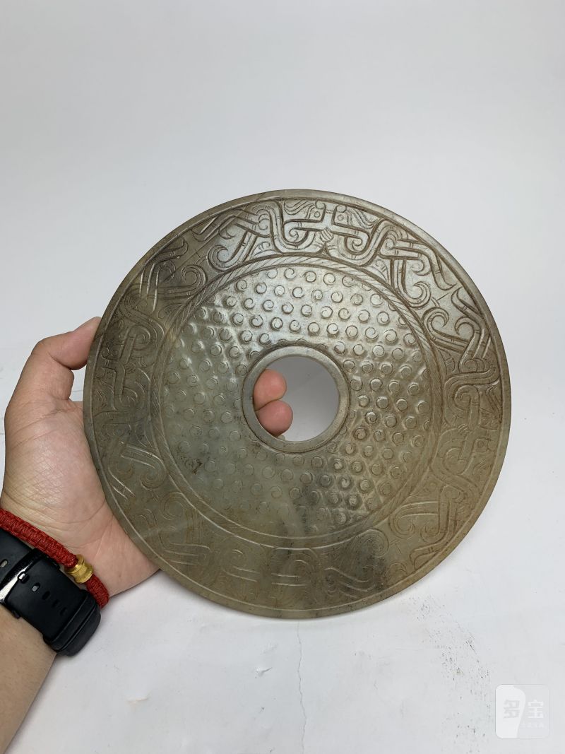 明 青玉兽面纹壁 - 图2